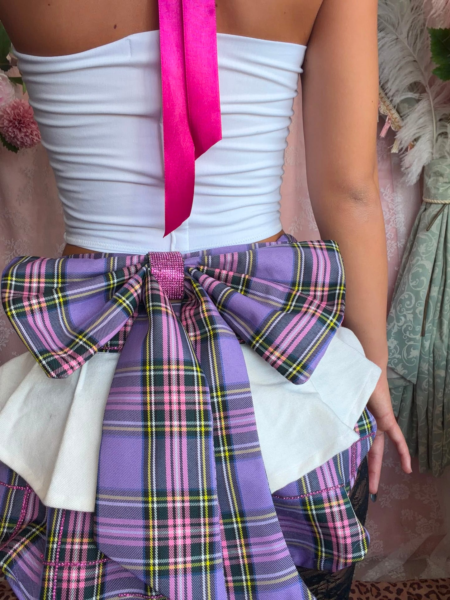 Purple Diamanté Gold Bow Belt