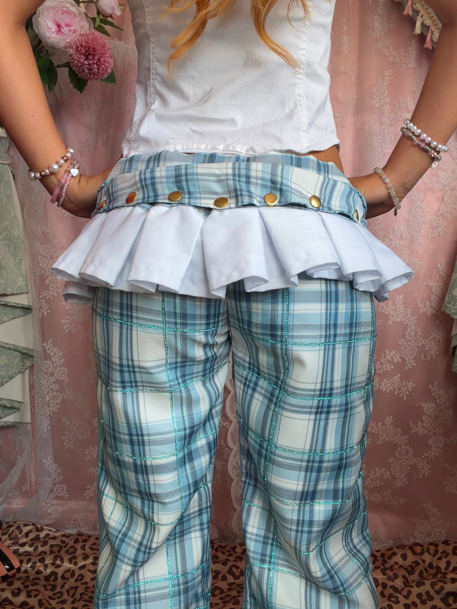 Blue Tartan Diamanté Trousers