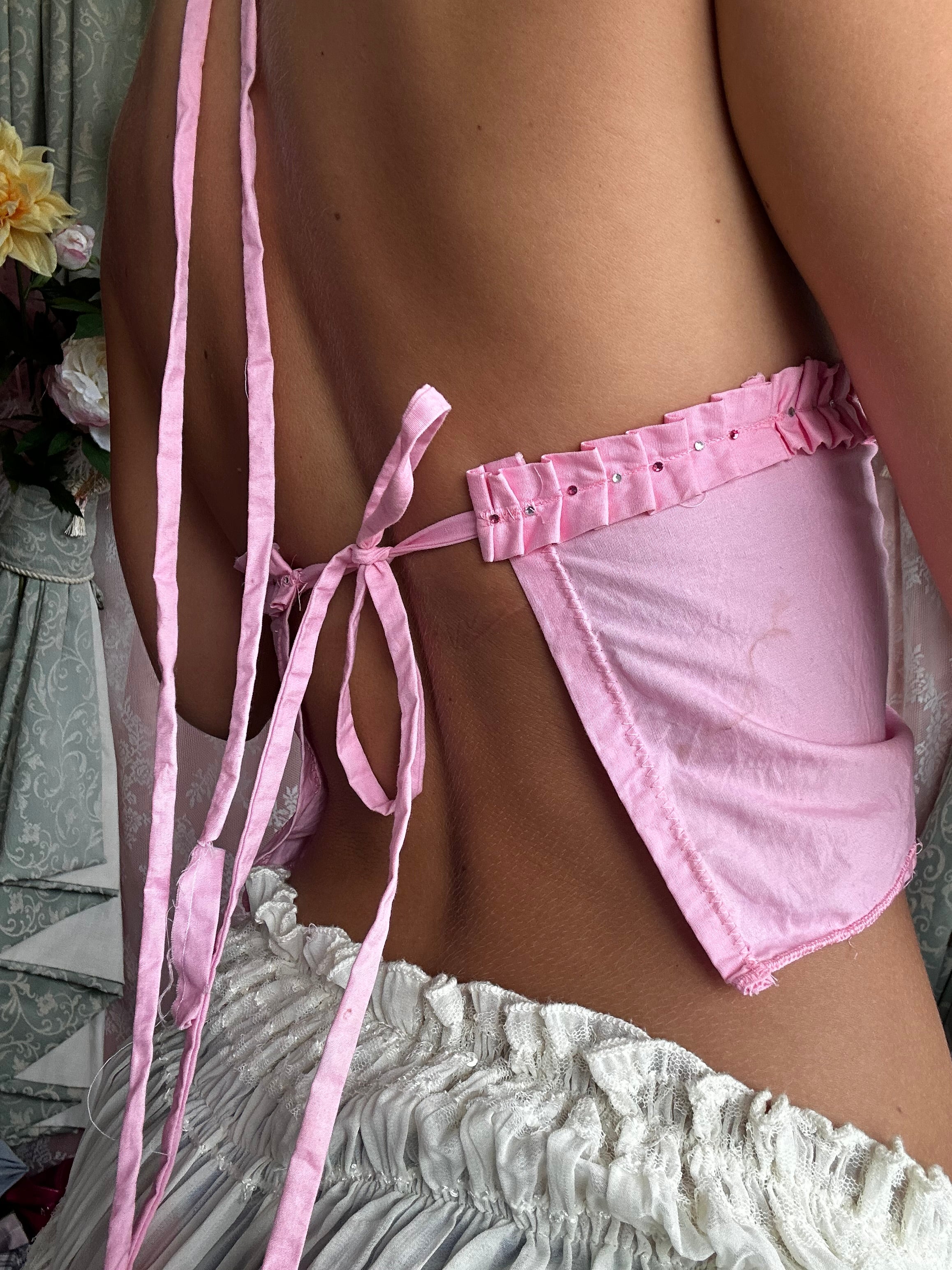 Pink sequin embellished top