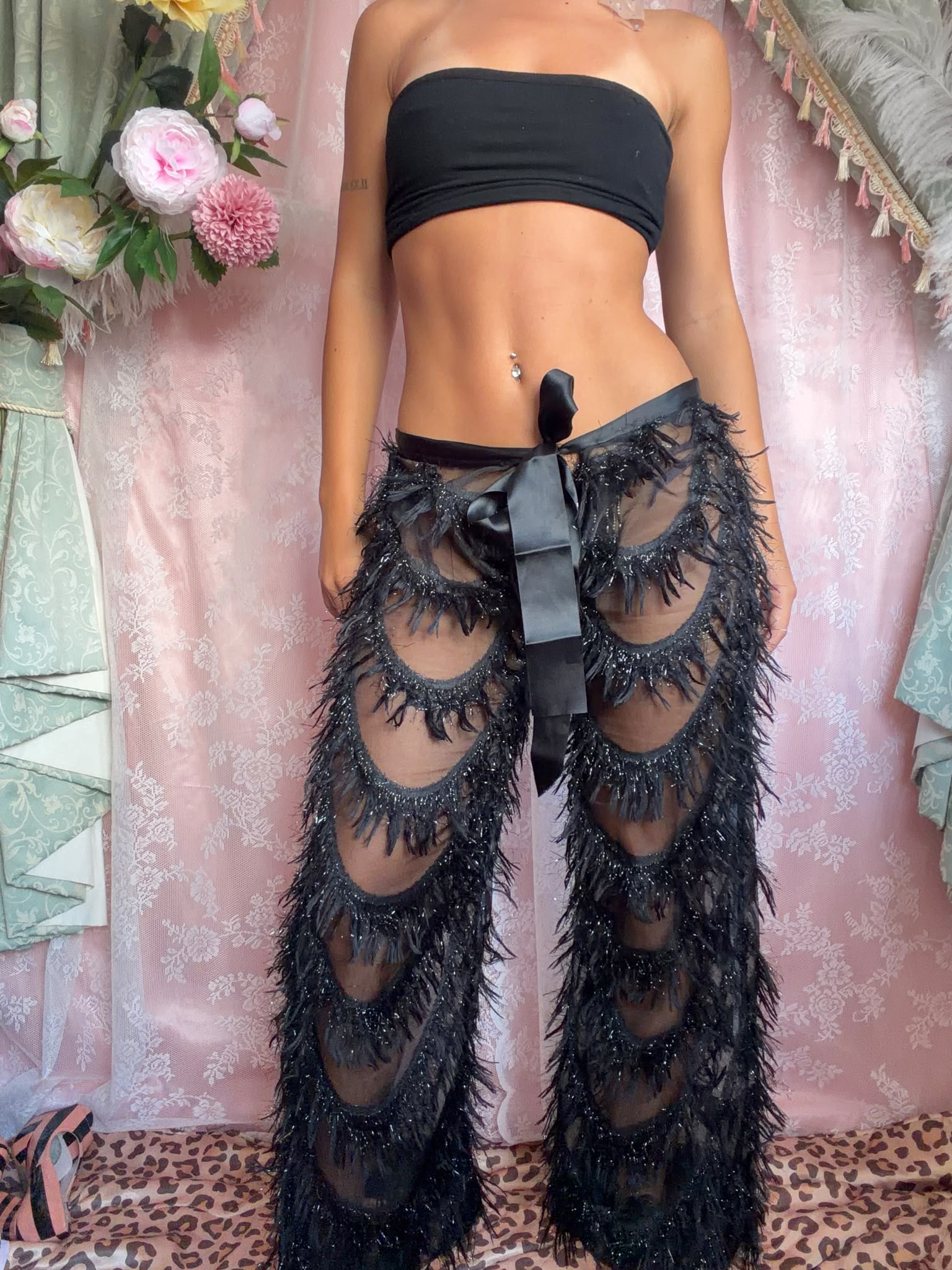 Black RIRI Sparkly Trousers