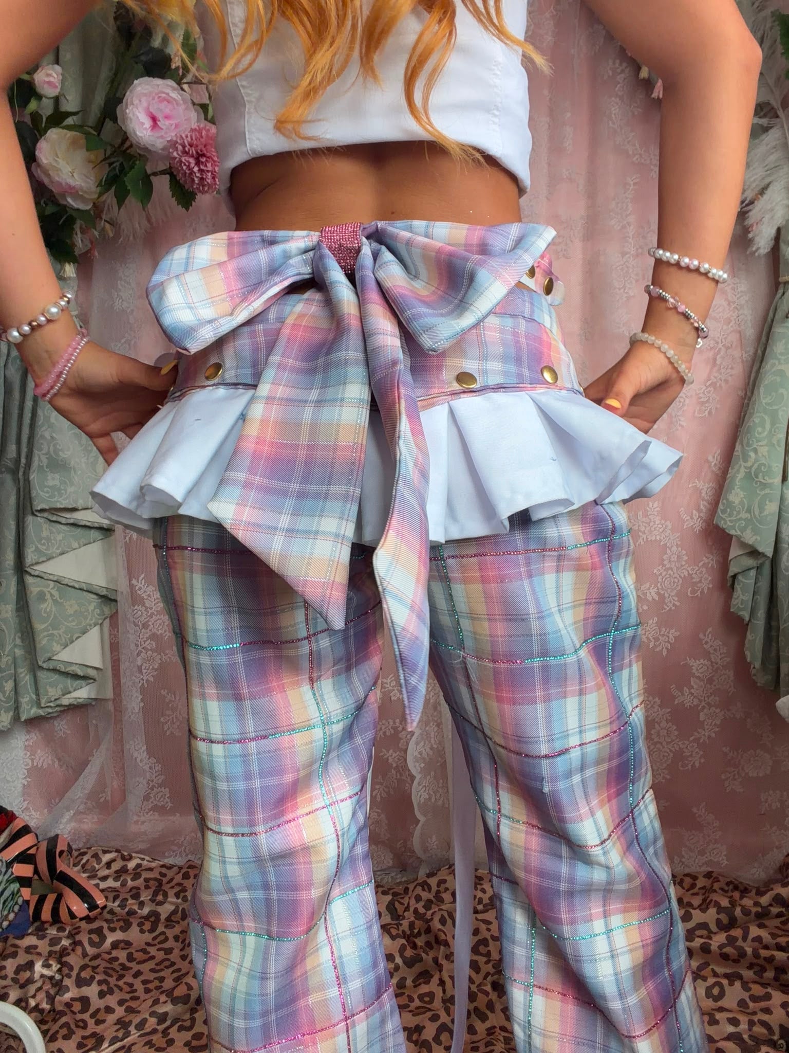 Rainbow Tartan Diamanté Trousers