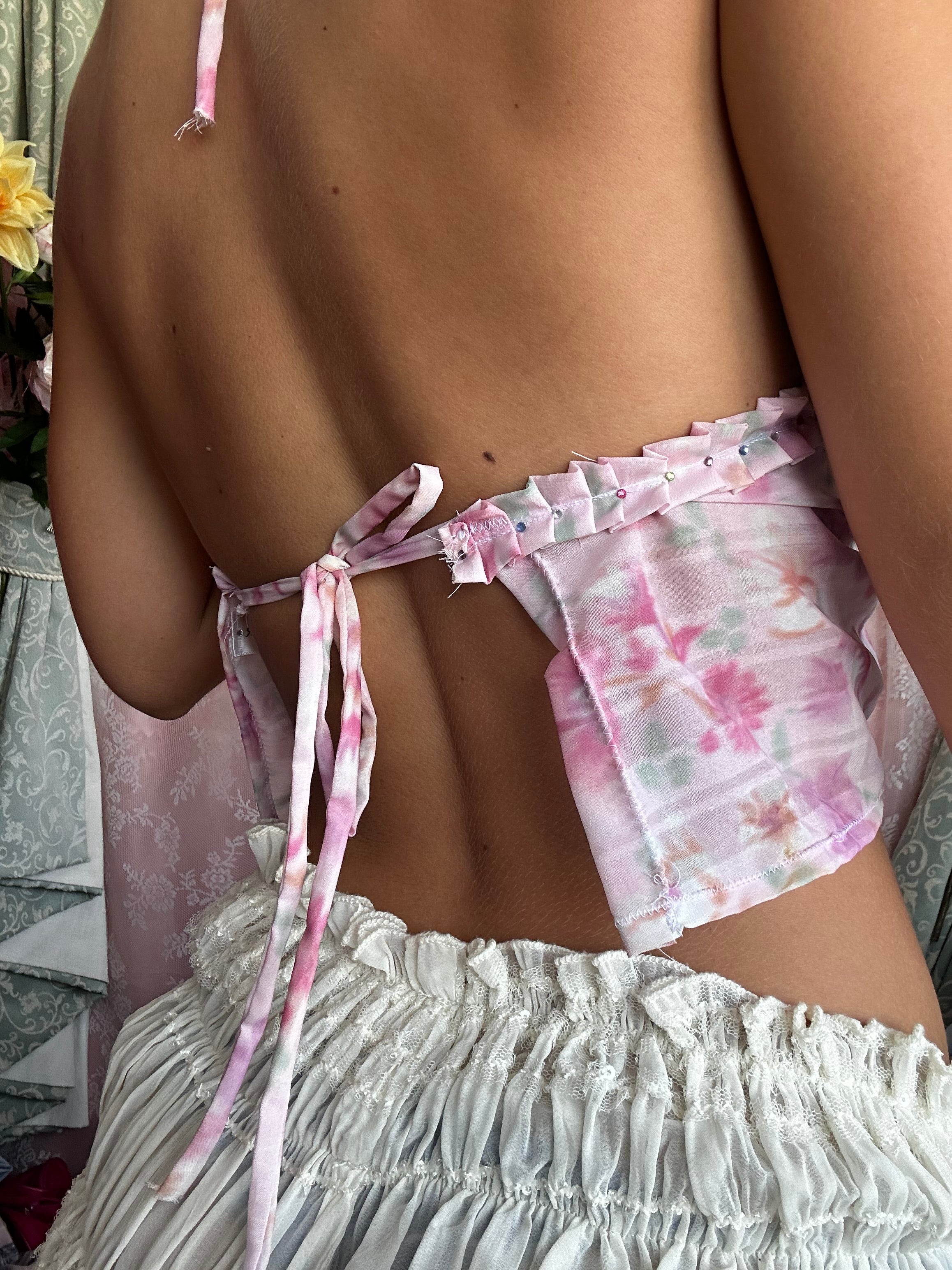 Floral sequin embellished top
