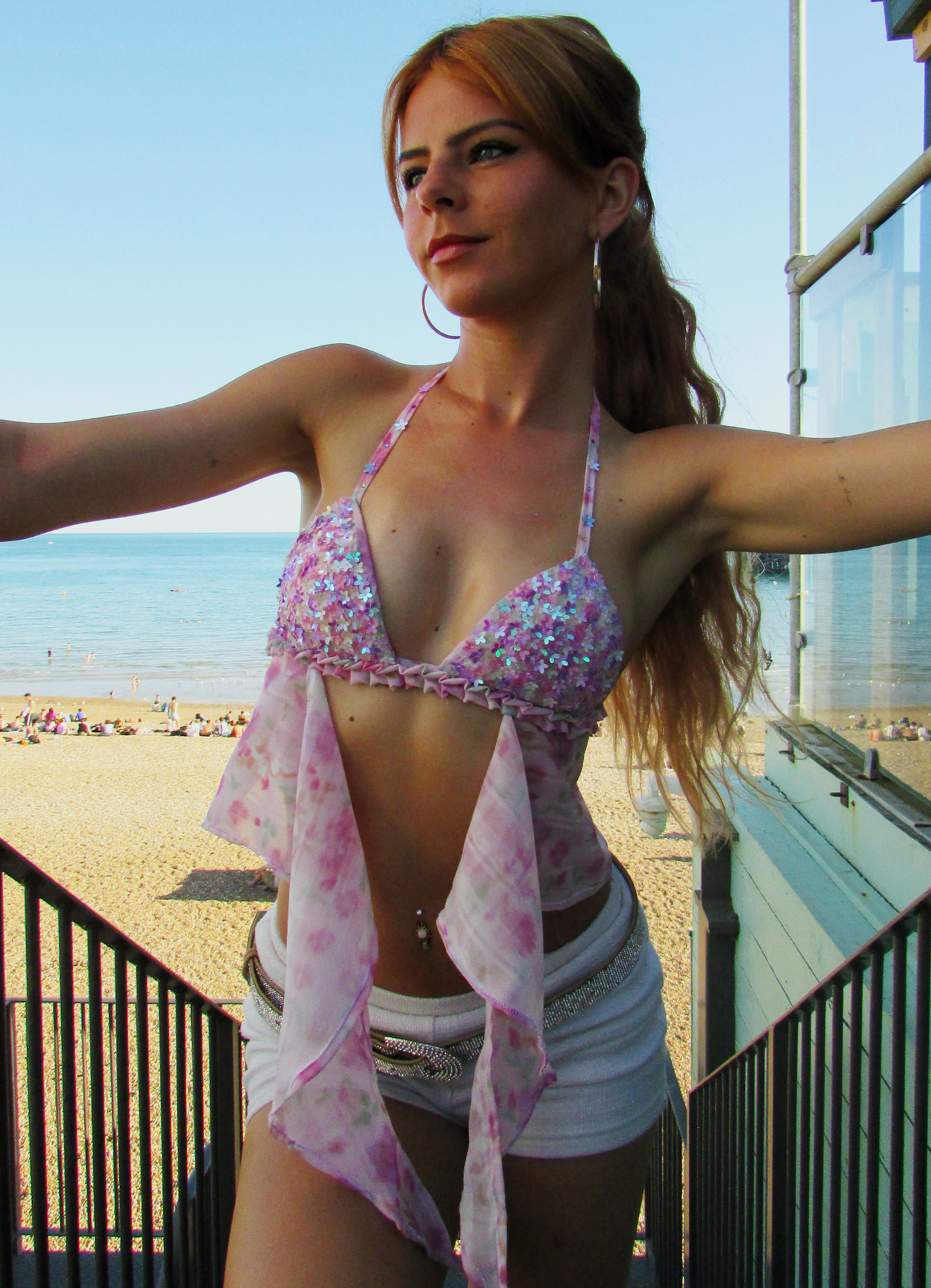Floral sequin embellished top
